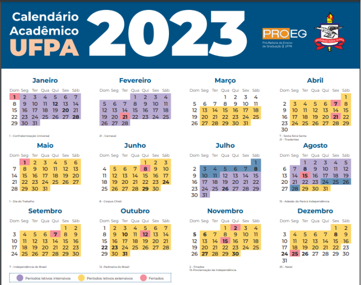 Calendário acadêmico FALEST